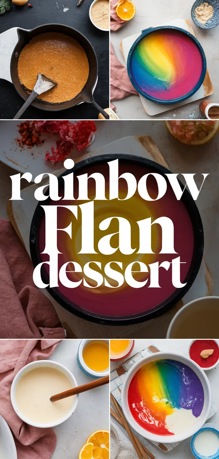 A photo of Rau Cau Flan Rainbow Flan Dessert Recipe