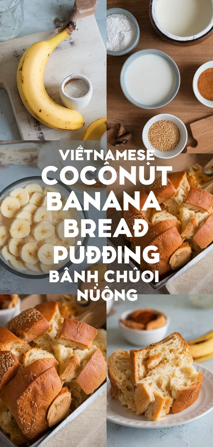 A photo of Vietnamese Coconut Banana Bread Pudding Banh Chuoi Nuong Recipe