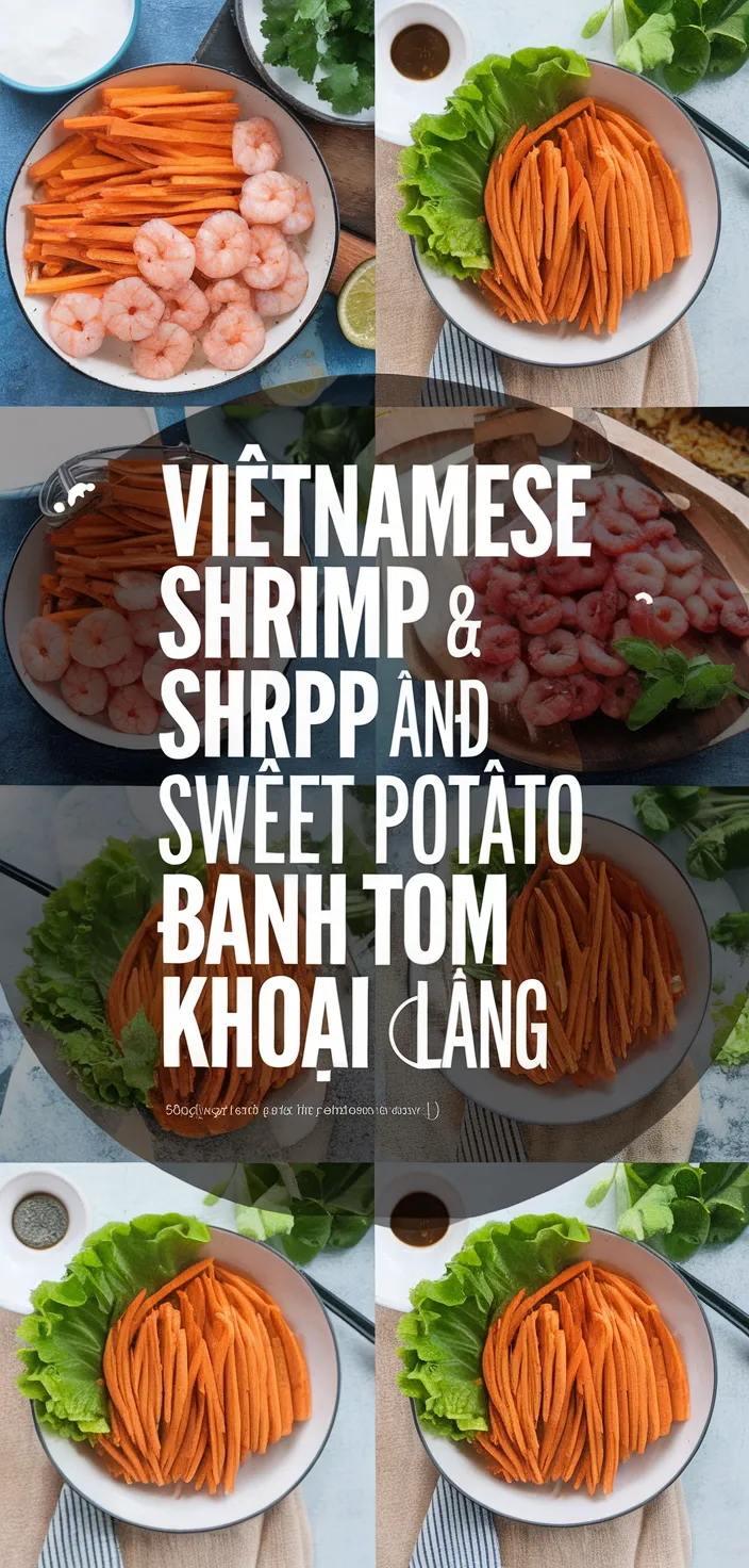 A photo of Vietnamese Shrimp And Sweet Potato Fritters Banh Tom Chien Khoai Lang Recipe