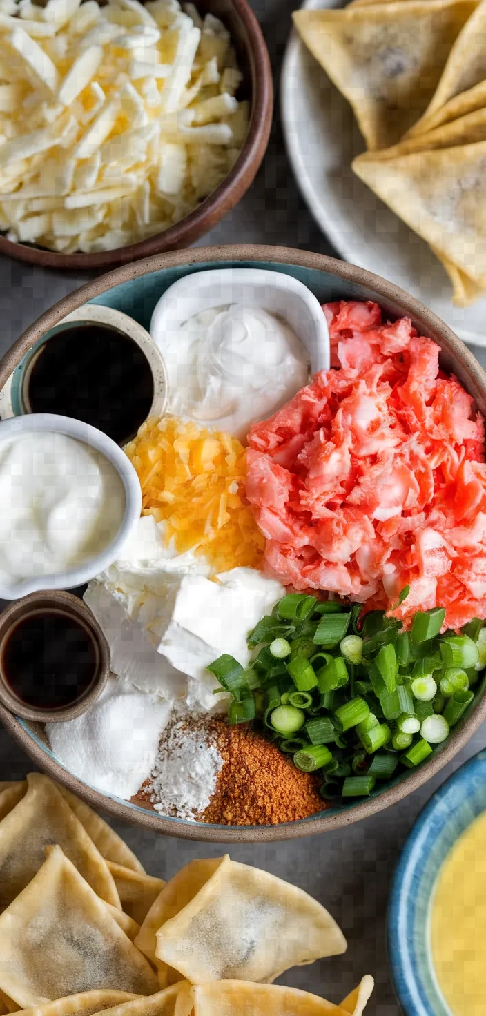 Ingredients photo for Crab Rangoon Dip With Wonton Chips Recipe