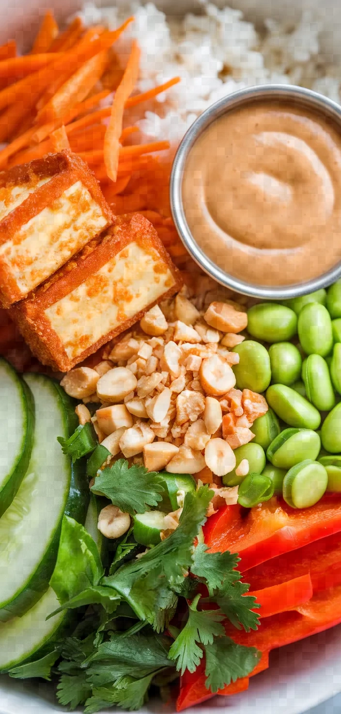 Ingredients photo for Crispy Tofu Bowls With Peanut Sauce Recipe