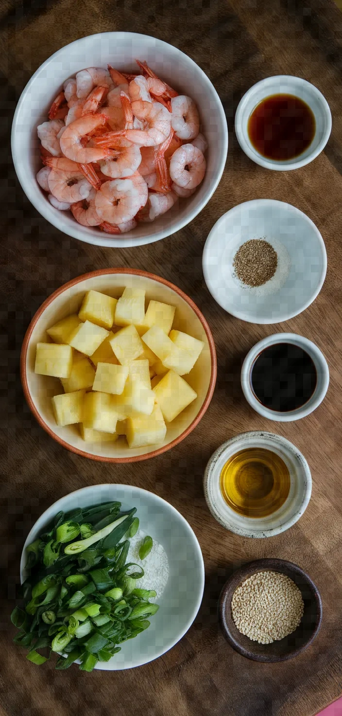 Ingredients photo for Dried Shrimp And Pineapple Stir Fry Tep Kho Xao Dua Recipe