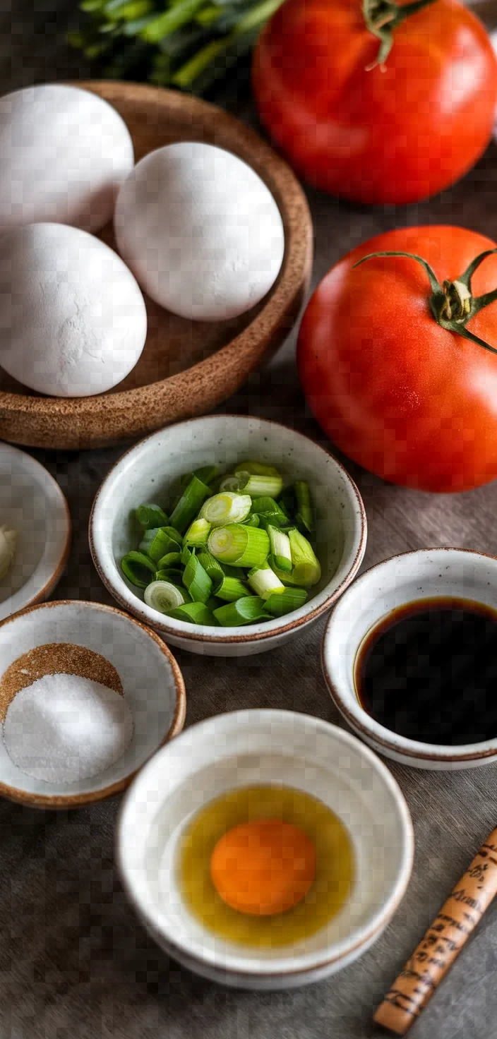 Ingredients photo for Egg And Tomato Stir Fry Recipe