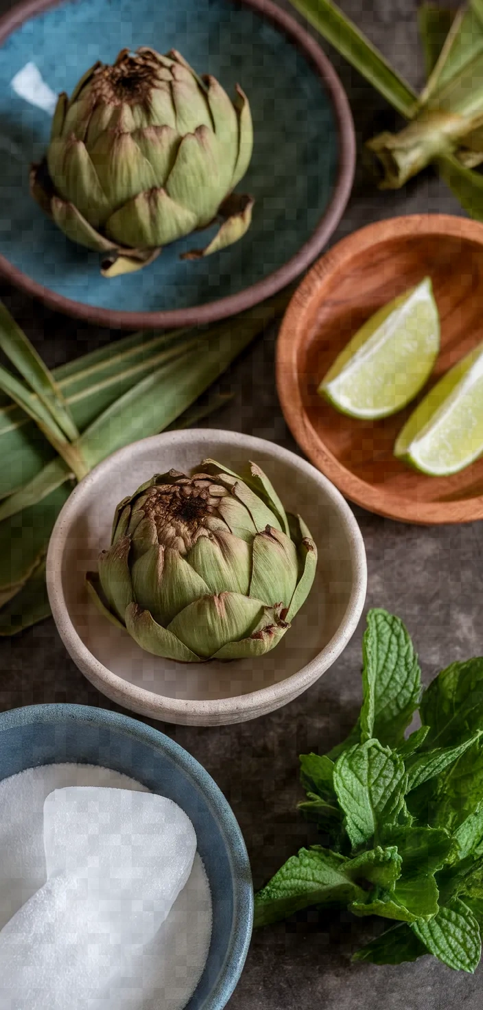 Ingredients photo for Nuoc Mat Artichoke Pandan Iced Tea Recipe