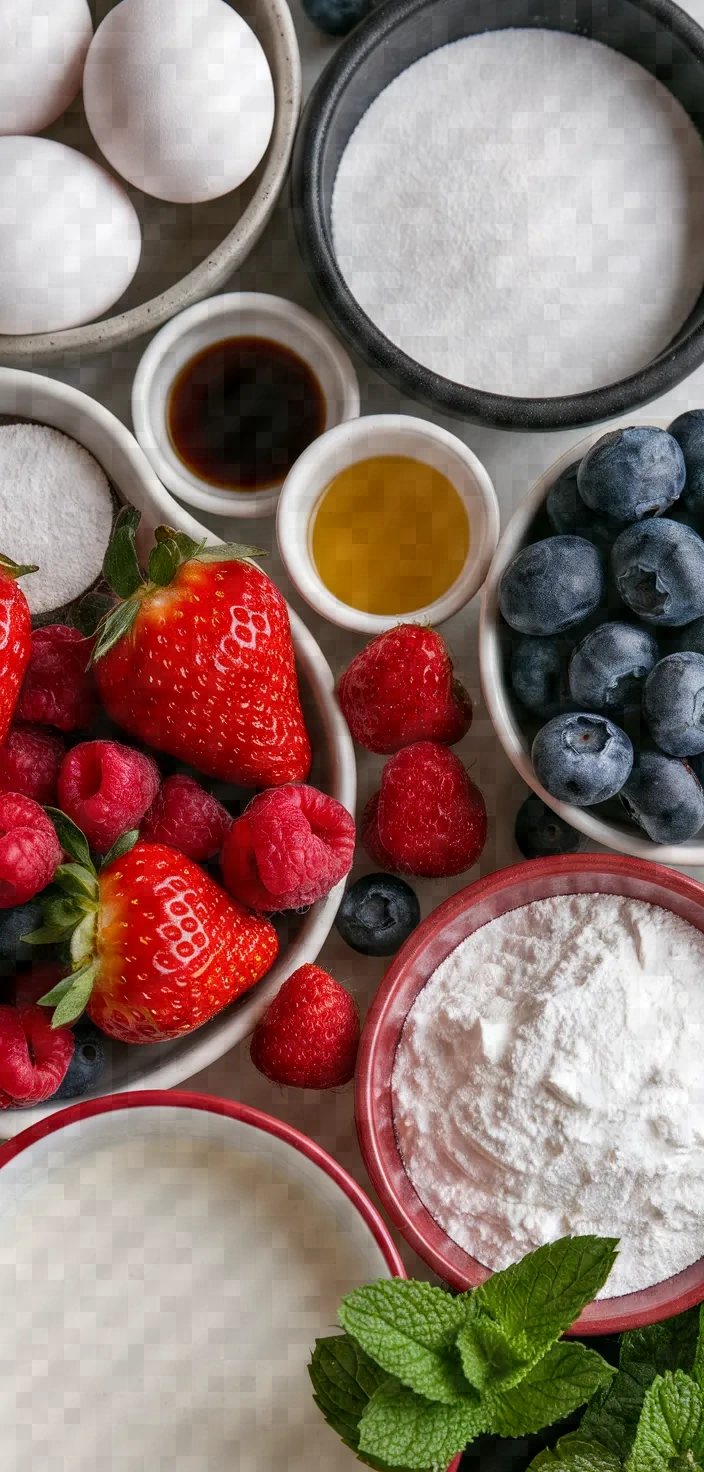 Ingredients photo for Patriotic Pavlovas Recipe