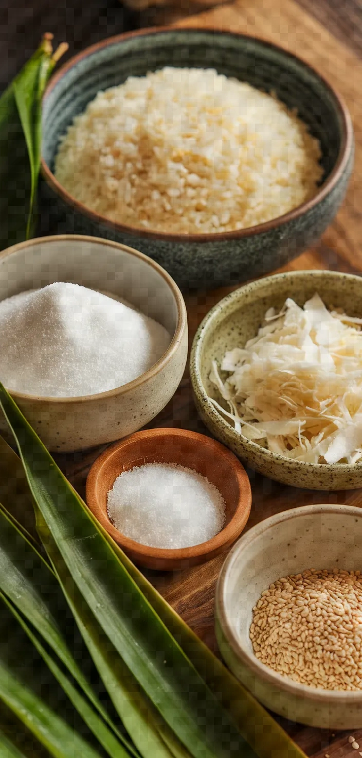 Ingredients photo for Sweet Sticky Rice With Pandan Xoi La Dua Recipe