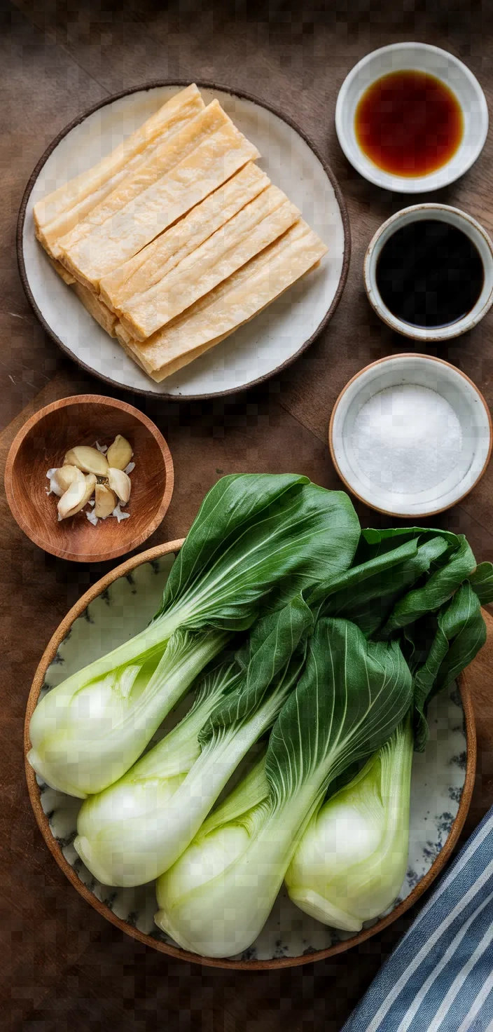 Ingredients photo for Tofu Skin And Bok Choy Stir Fry Recipe