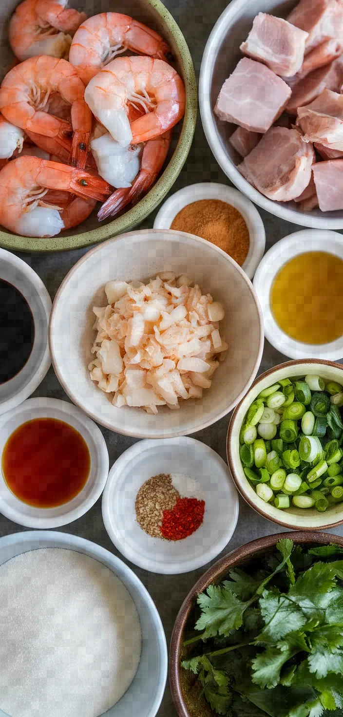 Ingredients photo for Tom Rang Thit Ba Chi Caramelized Shrimp Pork Belly Recipe