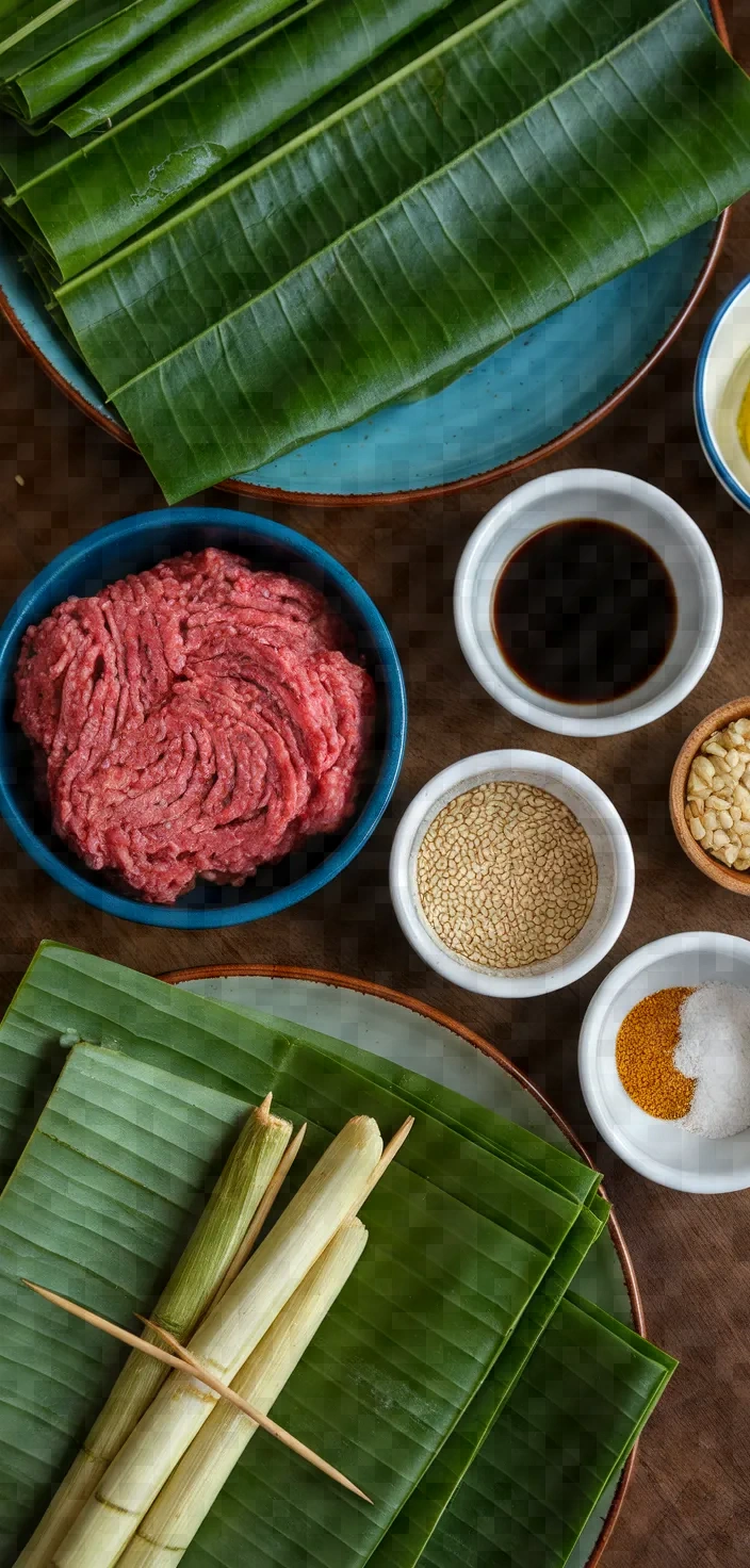 Ingredients photo for Vietnamese Betel Leaf Wrapped Beef Bo Cuon La Lot Recipe