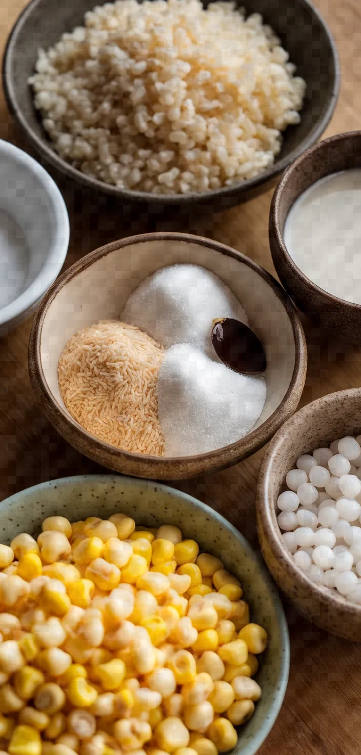 Ingredients photo for Vietnamese Sweet Corn Pudding Che Bap Recipe