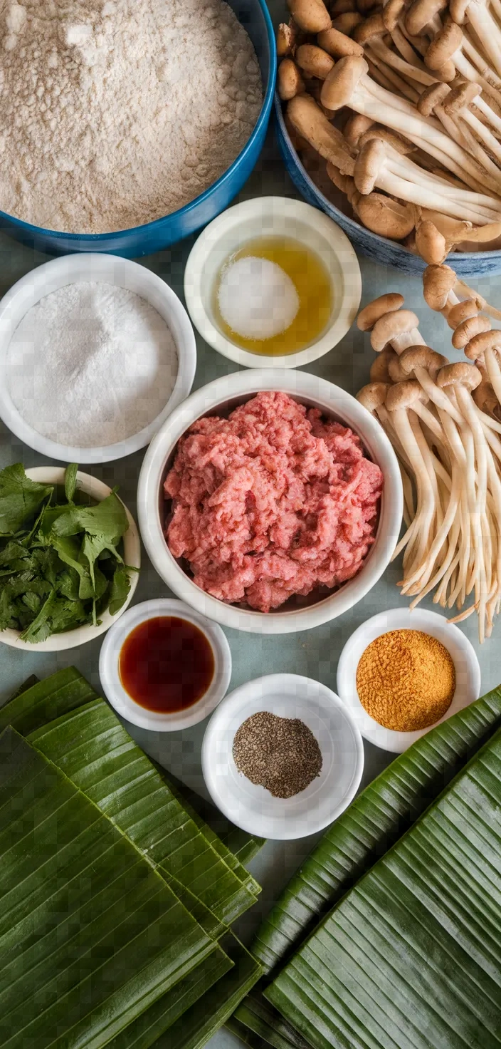 Ingredients photo for Banh Gio Steamed Minced Pork And Rice Dumpling Recipe