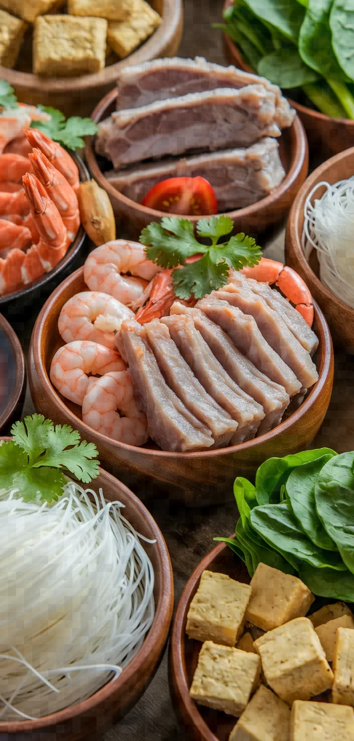 Ingredients photo for Canh Bun Recipe Crab And Water Spinach Noodle Soup