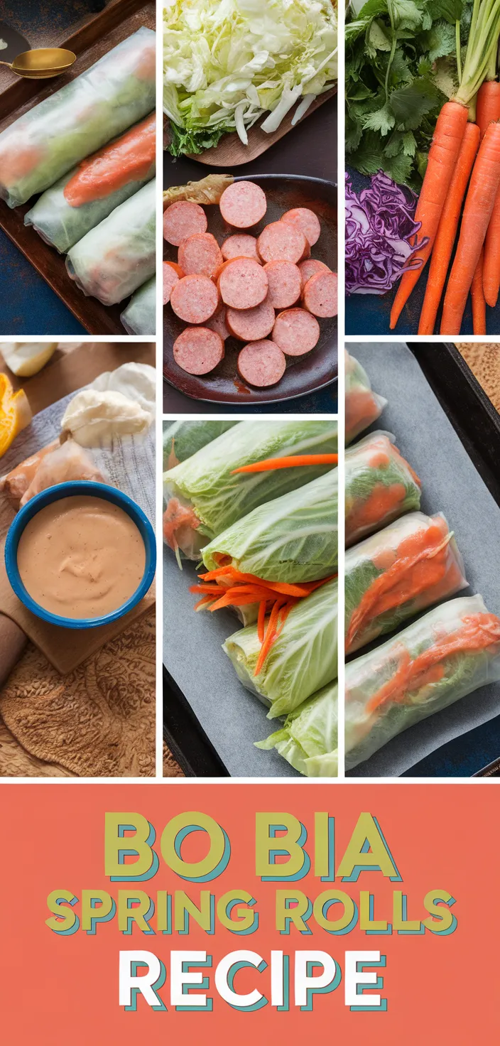 A photo of Bo Bia Chinese Sausage Spring Rolls And Peanut Sauce Recipe