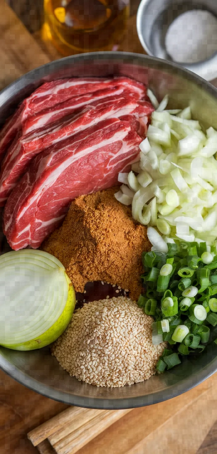 Ingredients photo for Korean Bbq Easy Beef Pork Belly Bulgogi Marinade Recipe