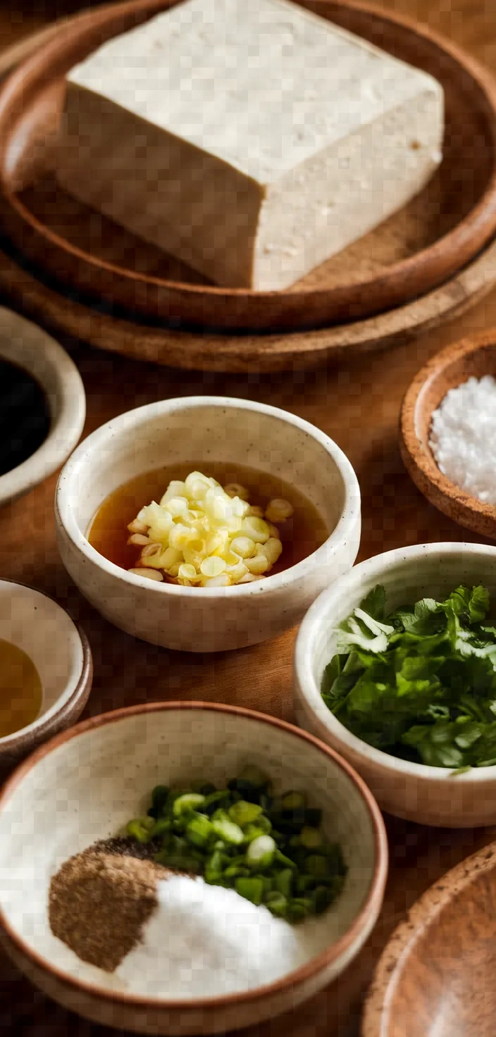 Ingredients photo for Pan Fried Tofu Egg Dau Hu Trung Chien Recipe