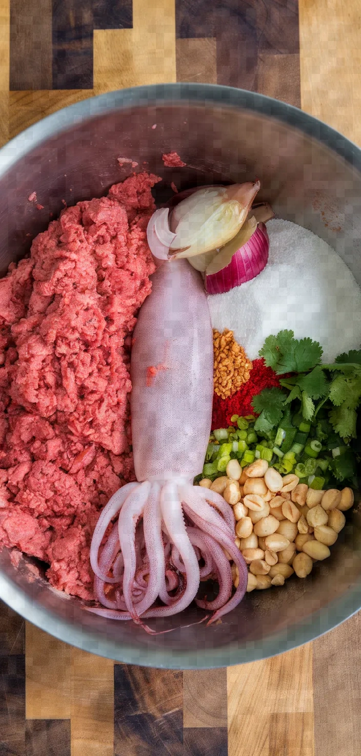 Ingredients photo for Vietnamese Stuffed Squid Muc Nhoi Thit Recipe