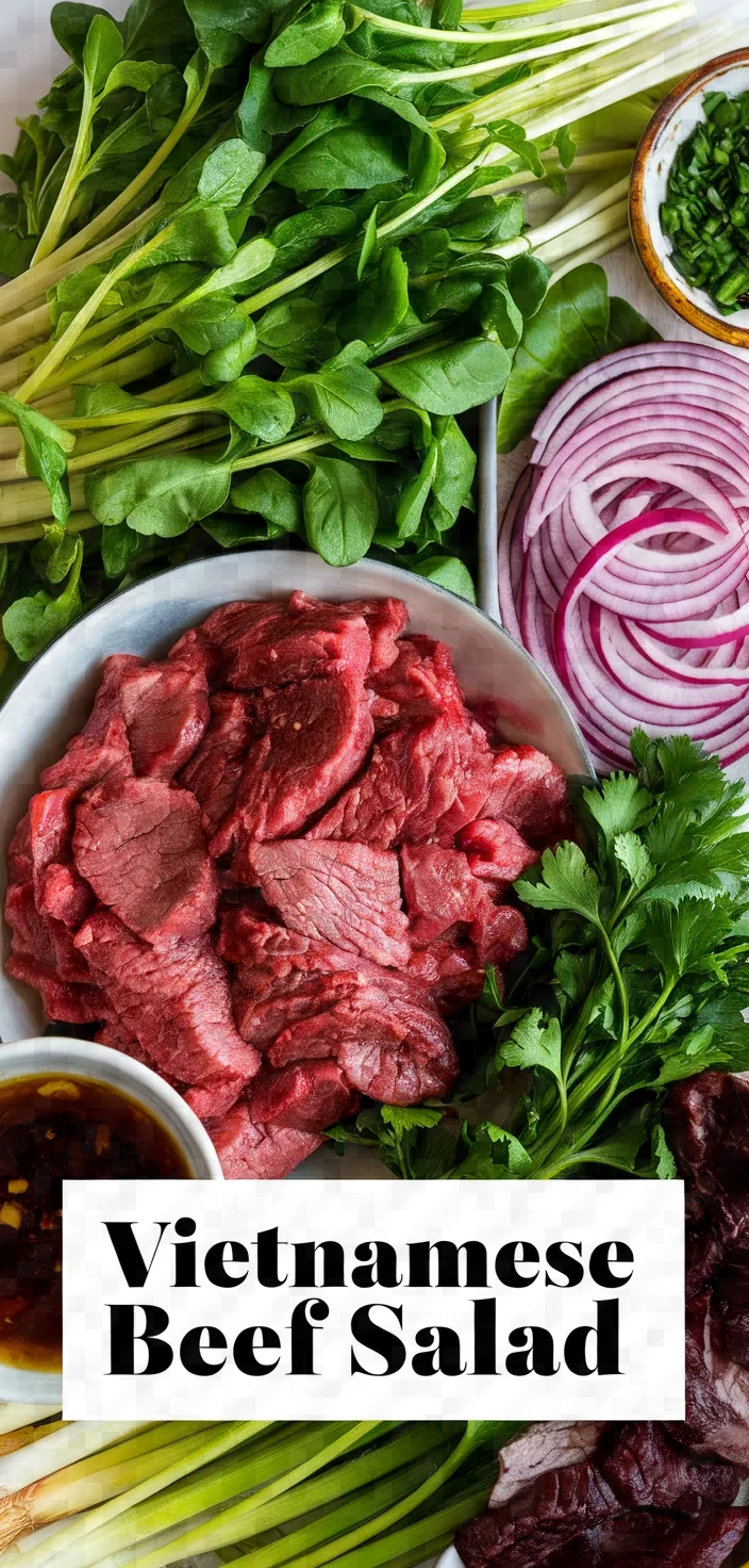 A photo of Vietnamese Beef Watercress Salad Bo Xao Xa Lach Xoong Recipe