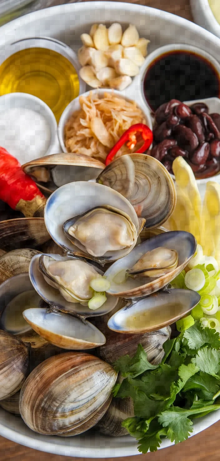 Ingredients photo for Stir Fried Clams Black Bean Sauce Oc Xao Gung Dau Den Recipe