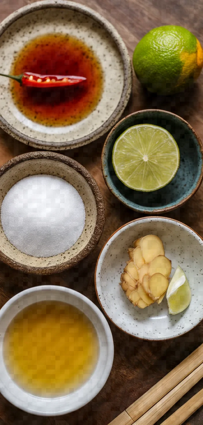 Ingredients photo for Vietnamese Ginger Fish Sauce Nuoc Mam Gung Recipe