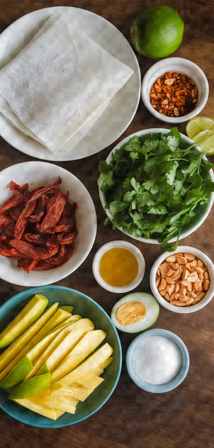Ingredients photo for Vietnamese Rice Paper Salad Banh Trang Tron Recipe