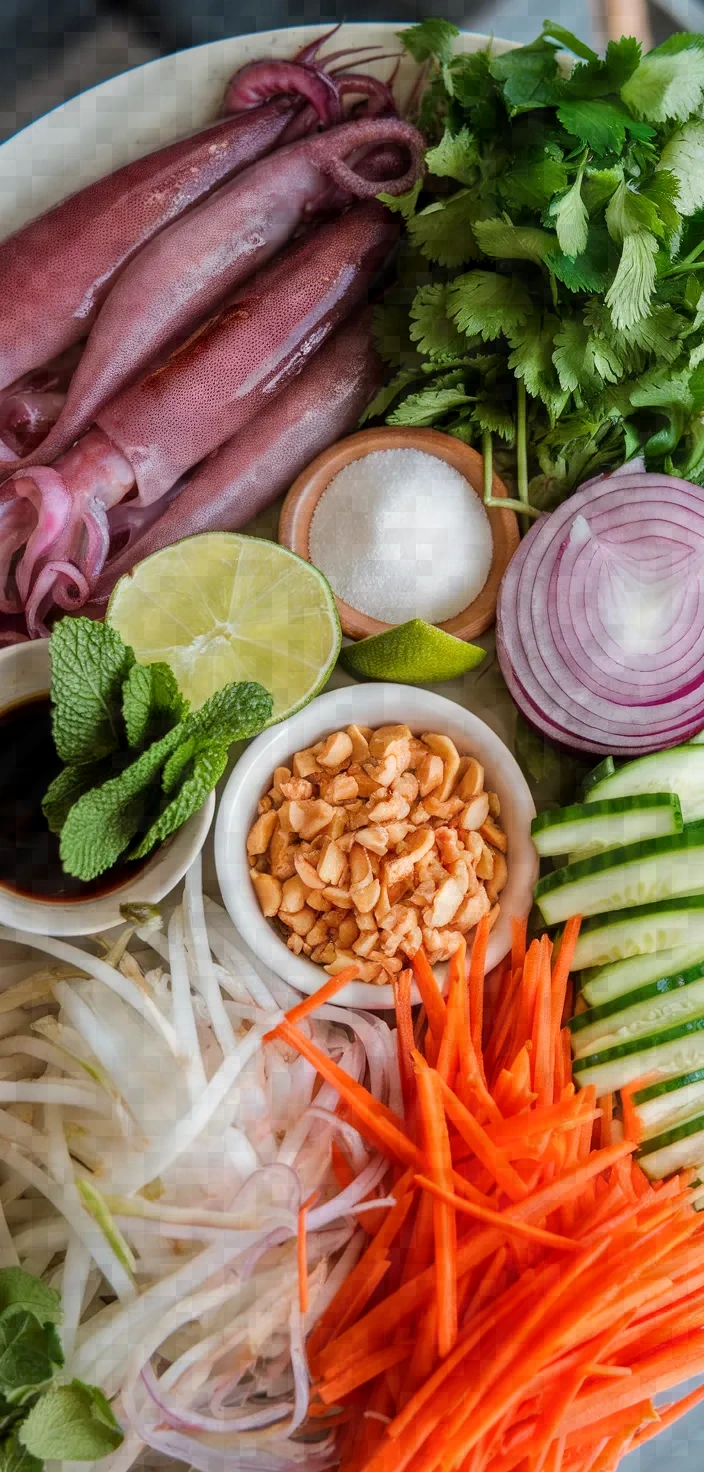 Ingredients photo for Vietnamese Squid Salad Goi Muc Recipe