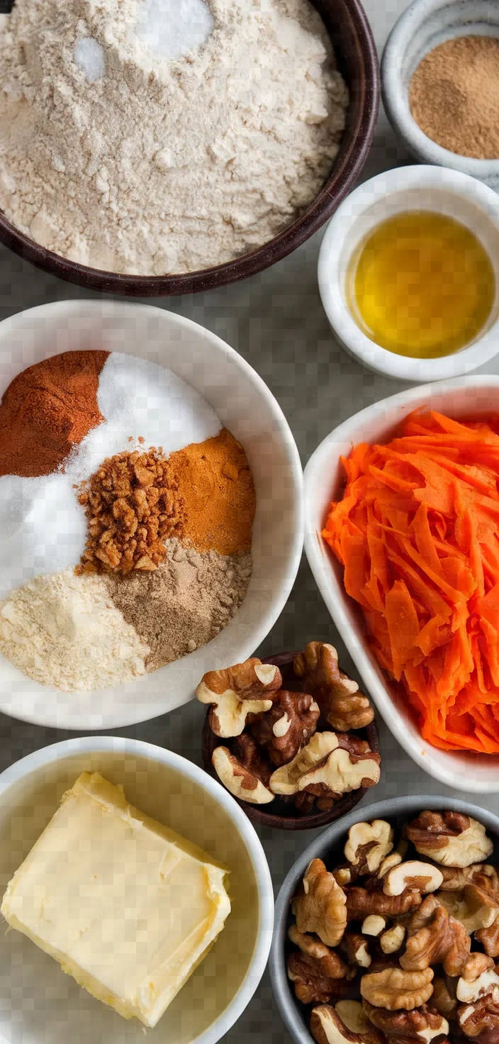 Ingredients photo for Carrot Cupcake With Caramelized Walnuts Recipe
