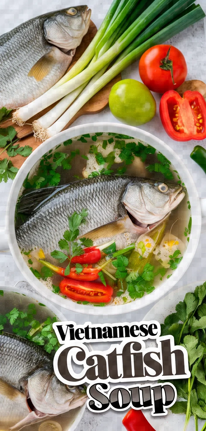 A photo of Vietnamese Sweet Sour Catfish Soup Celery Canh Chua Ca Bong Lau Nau Can Tay Recipe