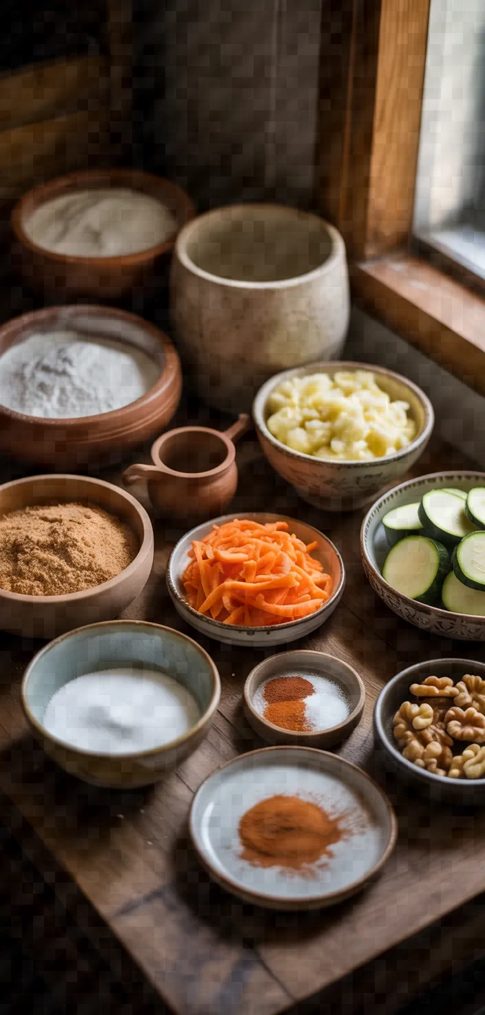 Ingredients photo for Summertime Breakfast Dessert Carrot Zucchini Muffins Recipe