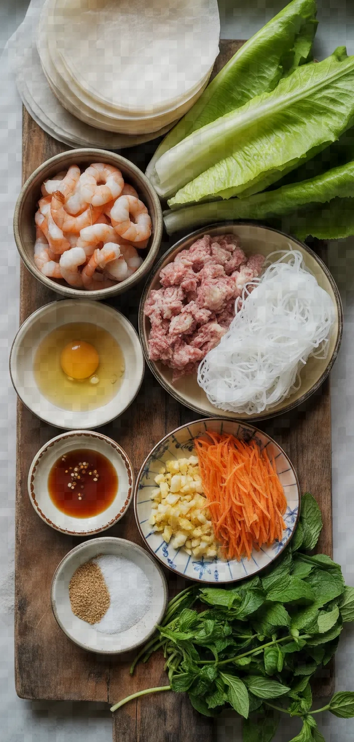 Ingredients photo for Vietnamese Shrimp Egg Roll Appetizer Cha Gio Cuon Tom Recipe