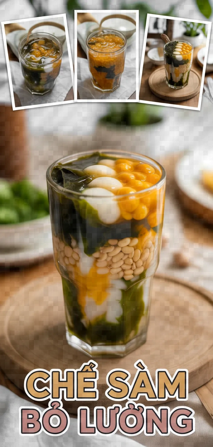 A photo of Vietnamese Refreshing Iced Drinkdessert With Seaweed Lotus Longan And Mung Bean Che Sam Bo Luong Recipe