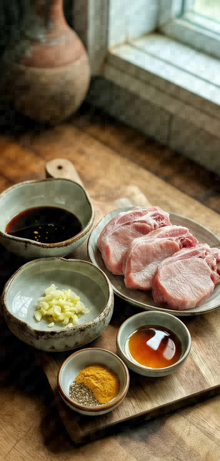 Ingredients photo for Garlic Soy Pork Chops Recipe