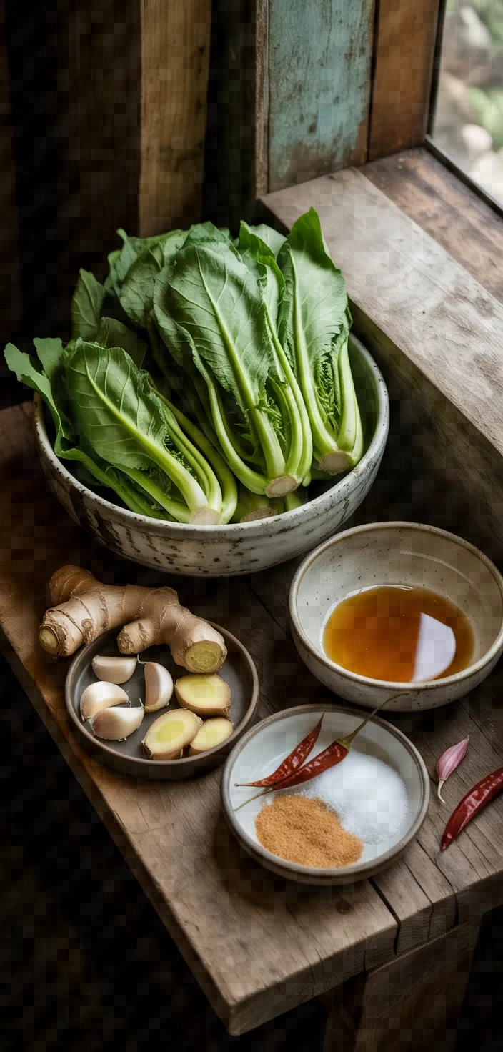 Ingredients photo for Pickled Mustard Greens Recipe