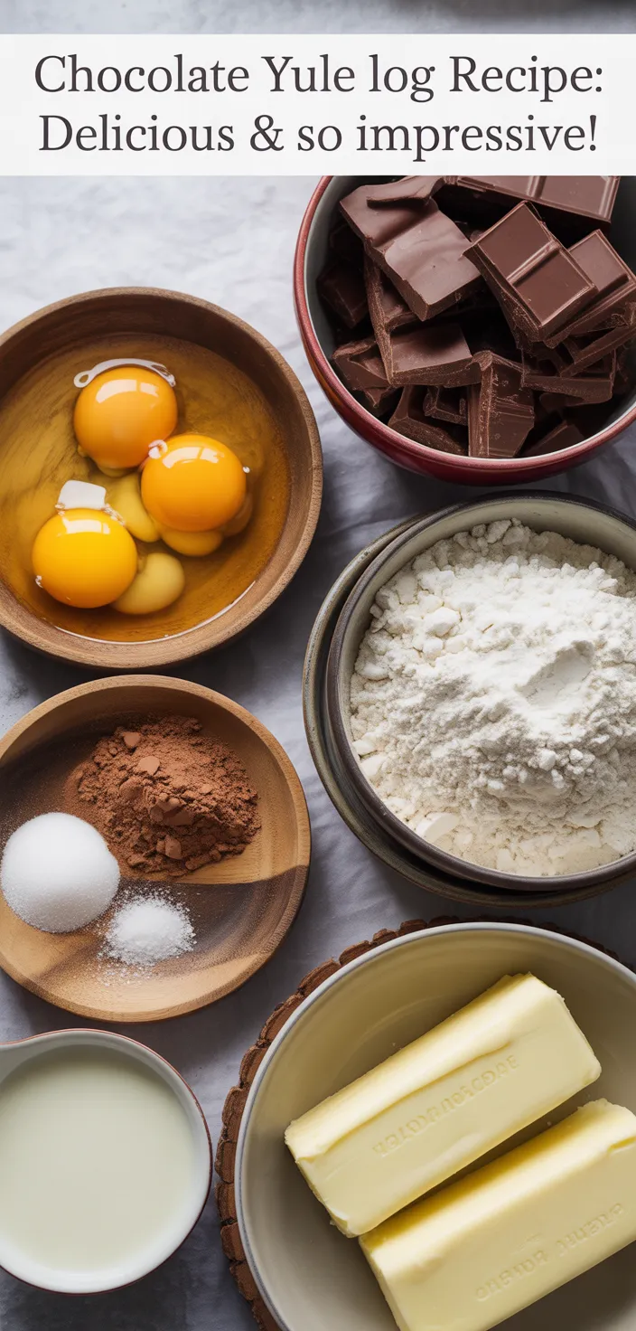 Ingredients photo for Chocolate Yule Log Recipe: Delicious & So Impressive!