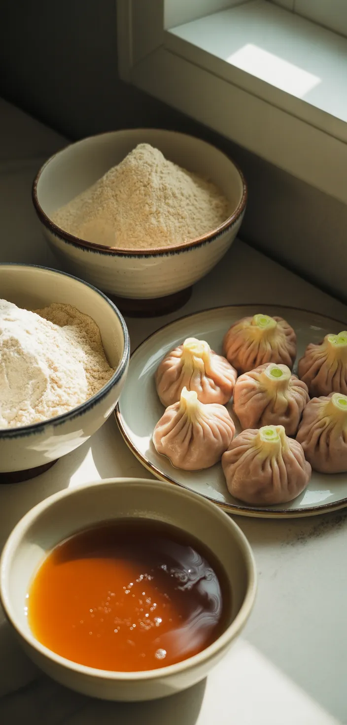 Ingredients photo for Homemade Soup Dumplings (Xiao Long Bao) Recipe