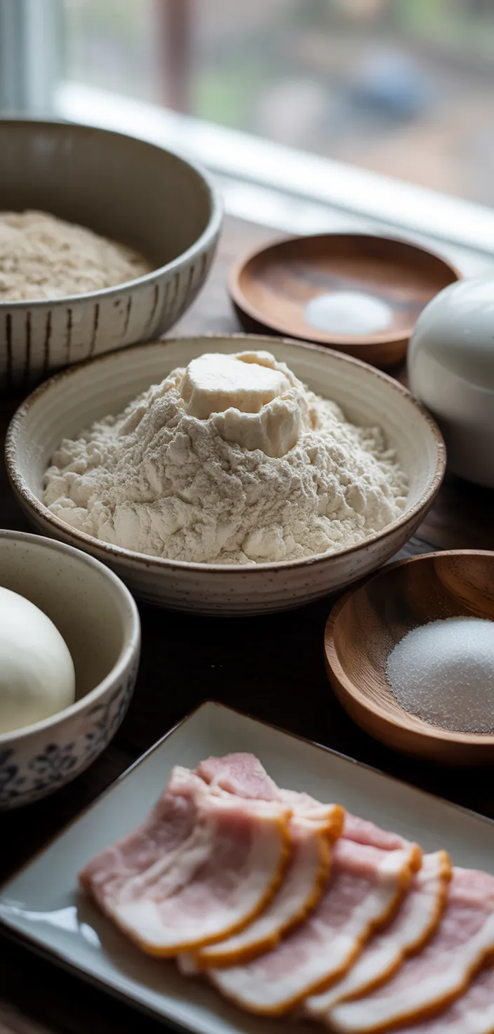 Ingredients photo for Steamed BBQ Pork Buns (Char Siu Bao) Recipe