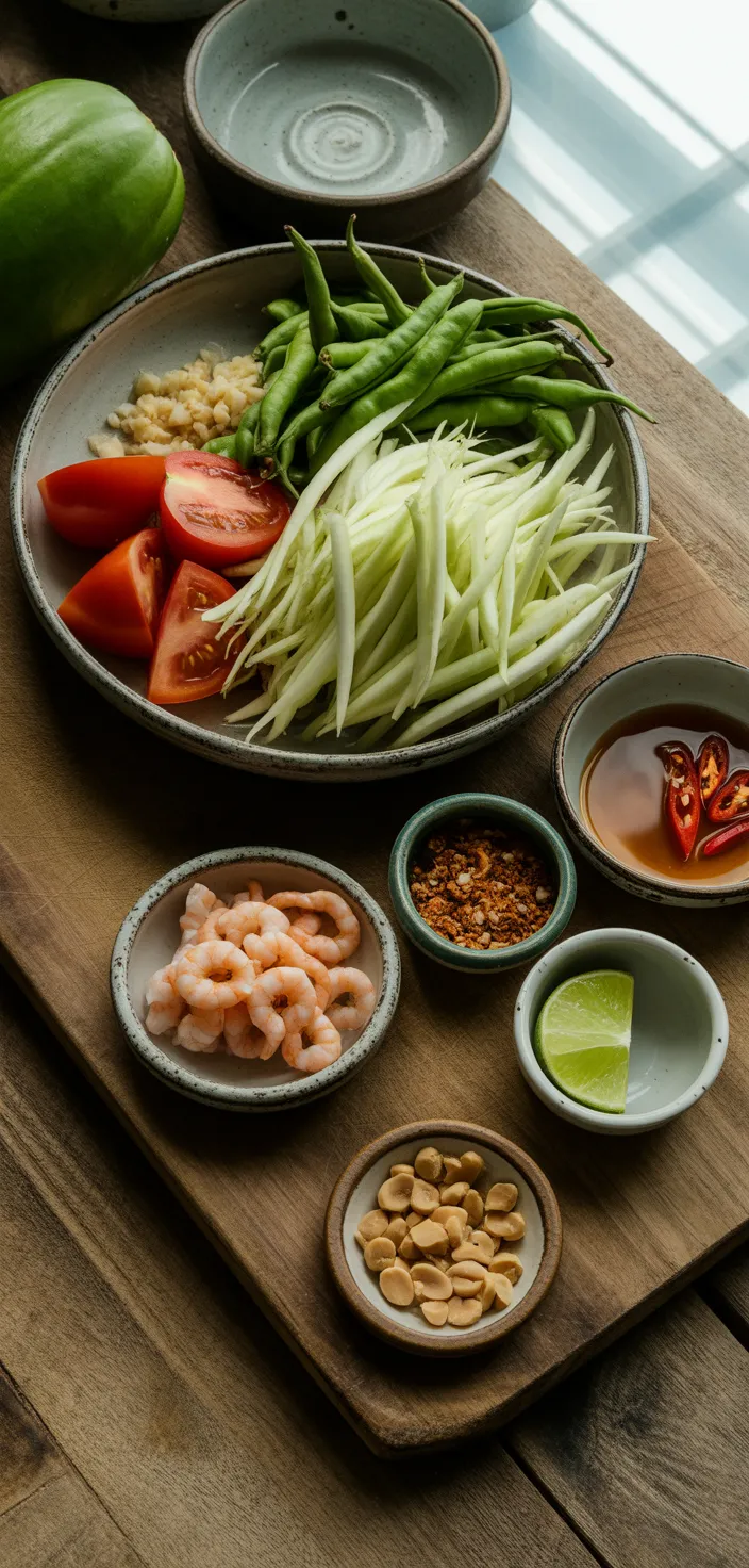 Ingredients photo for Authentic Green Papaya Salad Recipe