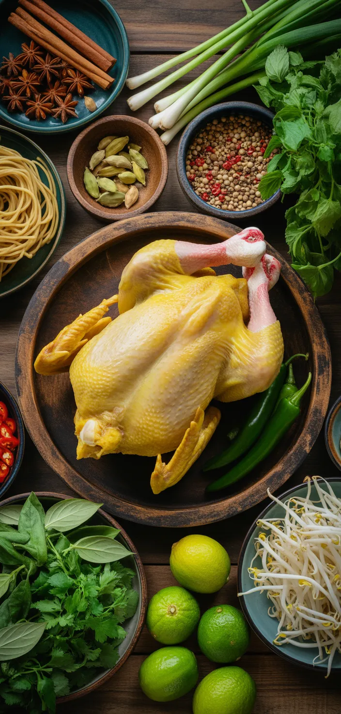 Ingredients photo for Authentic Vietnamese Chicken Pho Noodle Soup Recipe