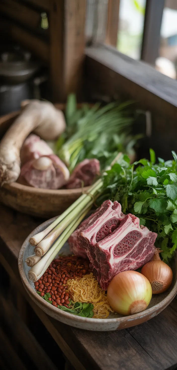 Ingredients photo for Bun Bo Hue (Spicy Vietnamese Beef Noodle Soup) Recipe