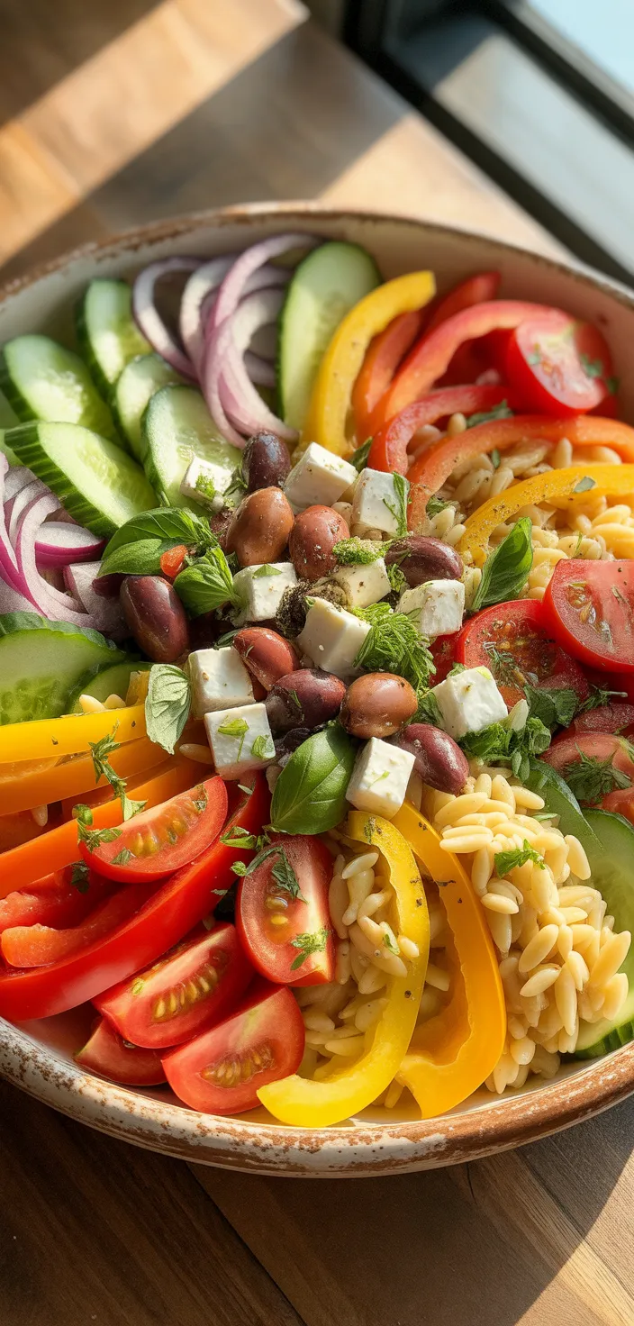 Ingredients photo for Rainbow Orzo Salad Recipe