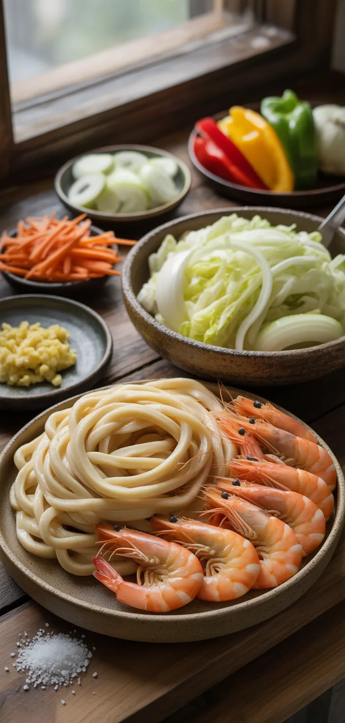 Ingredients photo for YAKI UDON (JAPANESE STIR FRIES UDON NOODLES) Recipe
