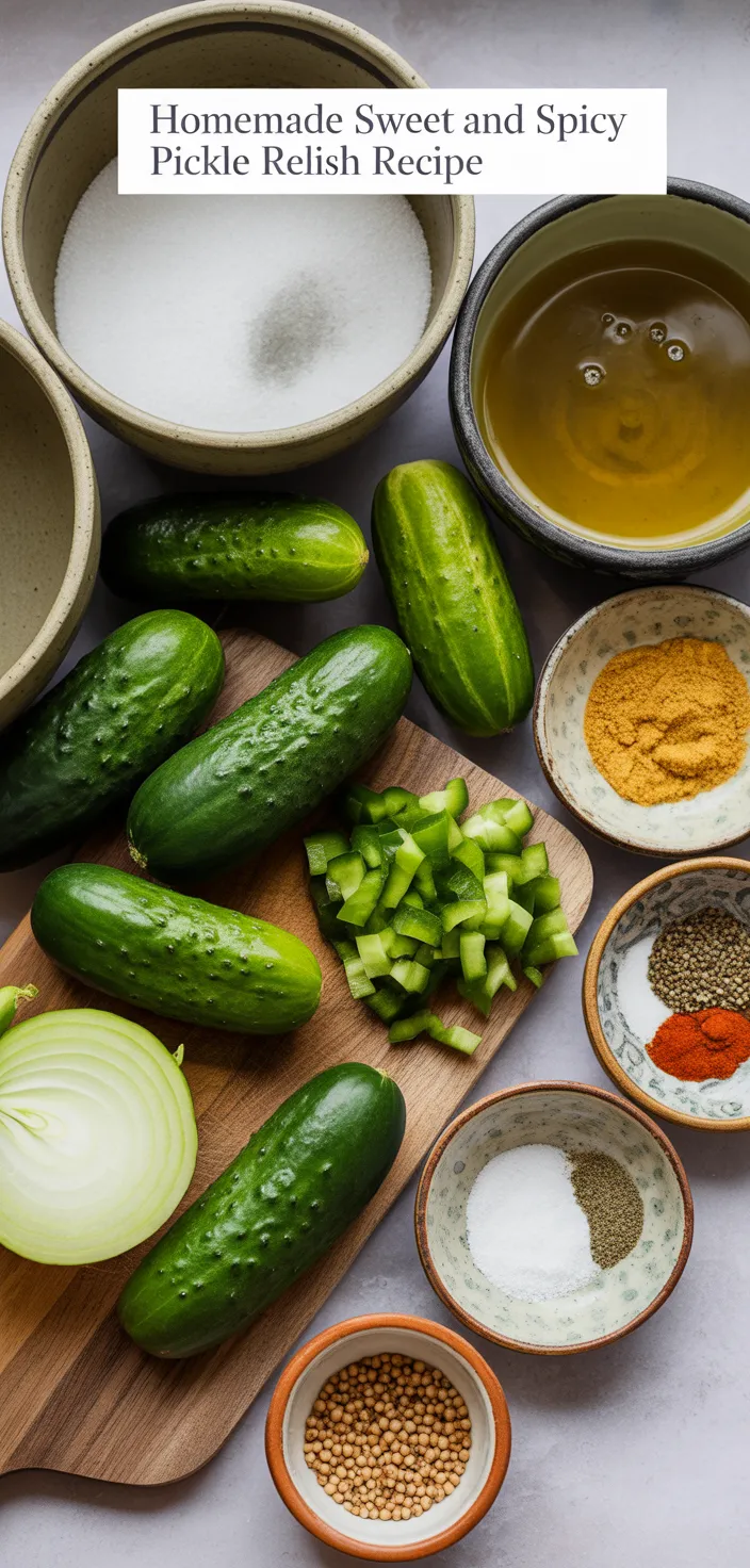 Ingredients photo for Homemade Sweet And Spicy Pickle Relish Recipe
